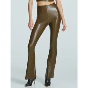 COMMANDO Women's Faux Leather Flared Legging Medium Cadet Green High Rise NWT